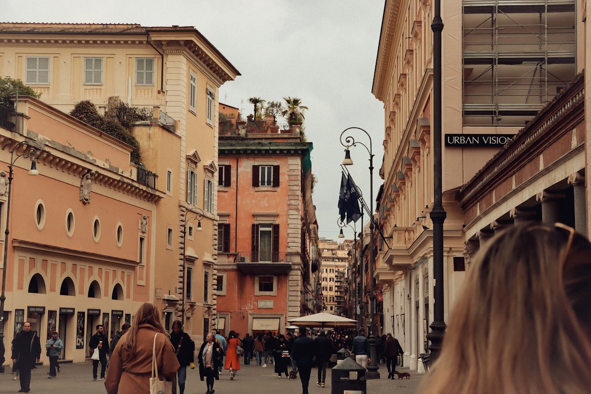 Italian urban neighborhood with streets and dwellings